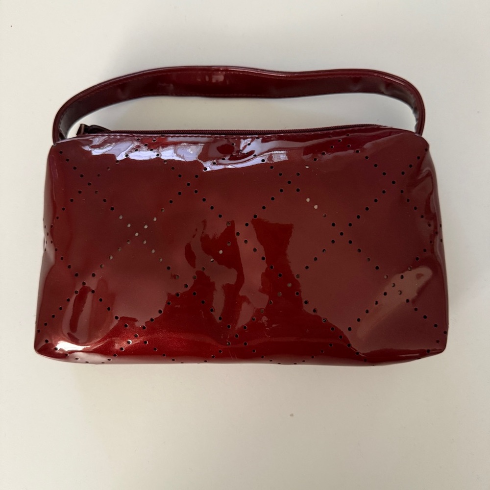 Adrienne Vittadini Red Patent Quilted Handle Bag